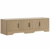 HOMCOM Comodă TV 152 cm, mobilier pentru televizor de p&acirc;nă la 152,4 cm, 4 uși canelate și rafturi reglabile, Stejar | Aosom Romania