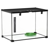 PawHut Terariu &Icirc;nălțat pentru Reptile cu &Icirc;ncuietoare și Ușă pentru Hrănire, 50x30x35 cm, Negru | Aosom Romania