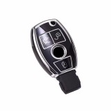 Husa cheie Mercedes Benz Smartkey 3 butoane, TPU negru cu contur silver