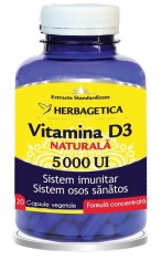 Vitamina d3 naturala 5000ui 120cps vegetale