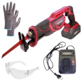 Fierastrau tip sabie, cu acumulator, 20 V, 4.0 Ah-Li ion, incarcator + cadou ochelari, manusi, WORCRAFT GartenVIP DiyLine