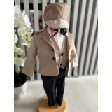 Cumpara ieftin Costum botez 5 piese catifea, bej - DPH364