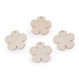 Cumpara ieftin Set 10 forme decorabile din lemn 4 cm Floare natur