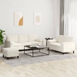 VidaXL Set de canapele cu perne, 3 piese, crem, catifea