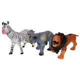 Set 3 figurine din cauciuc animale salbatice, Zebra Elefant Leu, 22 - 26 cm