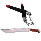 Set maceta de vanatoare IdeallStore&reg;, Knife of Mind, otel inoxidabil, argintie, 46 cm si nunceag burete