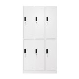 Dulap vestiar metalic cu 6 usi securizate, 1800x900x450 mm, gri