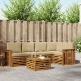vidaXL Seturi de canapele 6 pcs Natural și Bej Lemn Solid de Acacia 3374848