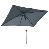 Outsunny Umbrelă de Grădină &Icirc;nclinabilă cu Manivelă și 6 Spiţe, 2x3 m, Gri &Icirc;nchis | Aosom Romania