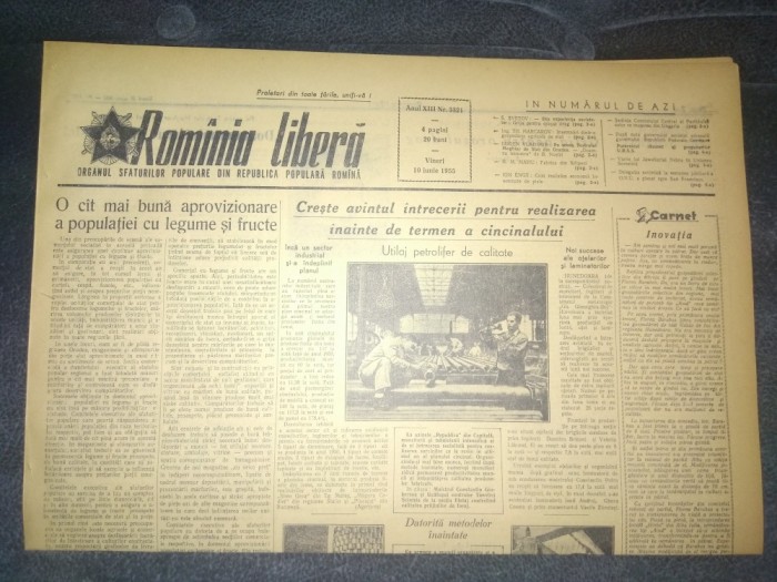 ZIARUL ROMANIA LIBERA 10 IUNIE 1955