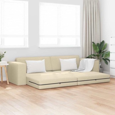 Canapea Pat 2 &amp;icirc;n 1 Crem 245x150x60.5 cm Țesătură foto