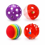 Set 4 Mingi pentru Pisici cu Clopoțel, Multicolor
