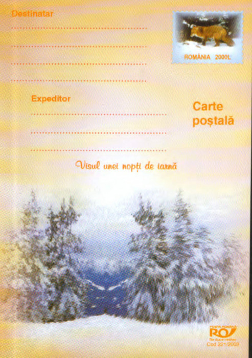 Intreg postal CP nec.2003 - Visul unei nopti de iarna