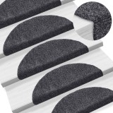 Cumpara ieftin Covorașe autoadezive pentru scări, 15 buc., 56x17x3 cm, gri &icirc;nchis, semirotunde