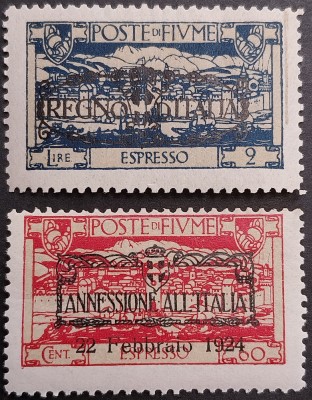 Fiume 1924,timbre expres cu overprint,MH foto