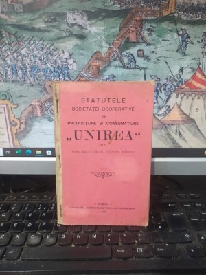 Statutele Societăței cooperative de producțiune și consumațiune Unirea din com. Epureni, jud. Fălciu, azi jud. Vaslui, Giurgiu 1907, 196 foto