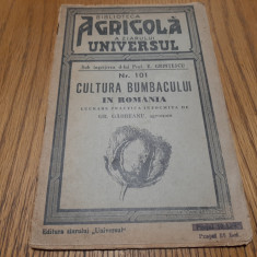 CULTURA BUMBACULUI in Romania - Gr. Gabreanu - Bib. Agricola No.101, 1941, 32 p.