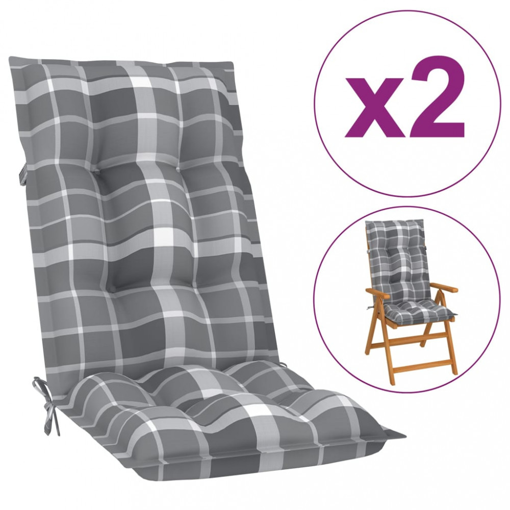 Perne pentru scaun gradina, 2 buc., gri carouri, 120x50x7 cm GartenMobel  Dekor, vidaXL | Okazii.ro