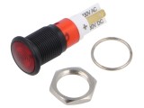 Lampă LED convexă roșie 230VAC &Oslash;12mm IP50