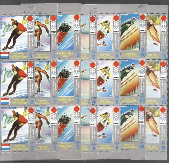 Eq. Guinea 1972 3 x Sport Olympic winter winners Mi.66-72 used TA.014