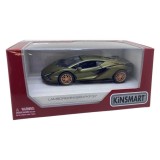 Macheta Lamborghini Sian, green-gold in window box 1/36 Kinsmart