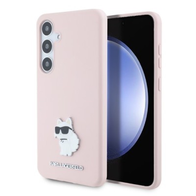 Husa pentru Samsung Galaxy S24 Plus - Karl Lagerfeld Silicone (KLHCS24MSMHCNPP) - Pink Choupette Metal Pin foto