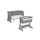 Patut co-sleeper 5 in 1 Lionelo Thomi Plus, Grey Concrete, 2 saltele spuma T25