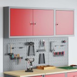 Set dulap unelte &amp; panou c&acirc;rlige de perete, 5 piese roșu metal