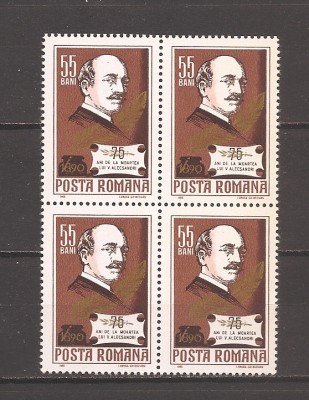RO, 1965, LP 614 - 75 DE ANI MOARTEA LUI VASILE ALECSANDRI, bkoc de 4, MNH foto