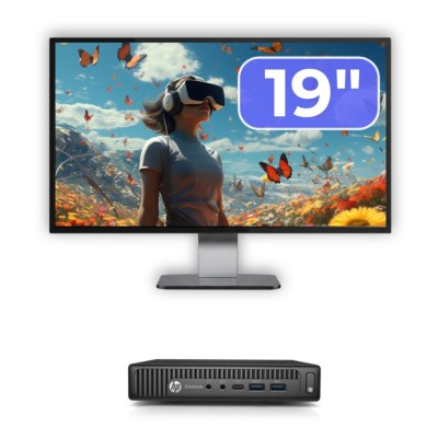 Pachet Calculator Second Hand HP Elitedesk 800 G2 Mini PC, Intel Core i7-6700T 2.80GHz, 16GB DDR4, 512GB SSD + Monitor 19&amp;amp;quot; NewTechnology Media foto