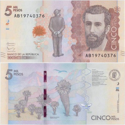 2015 (19 VIII), 5,000 Pesos (P-459a) - Columbia - stare UNC foto