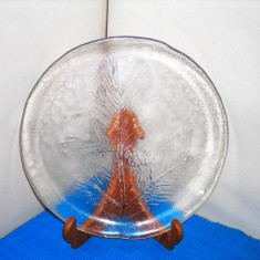 Platou mare cristal masiv manual serie Botanica 2 design Kaija Aarikka, Humppila