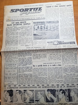 sportul popular 10 aprilie 1962-gimnastica,doftana,tenis,csms iasi pe primul loc foto