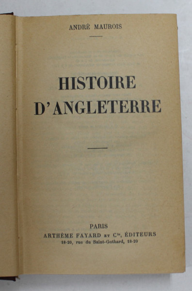 HISTOIRE D&#039;ANGLETERRE de ANDRE MAUROIS