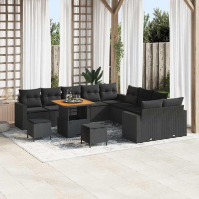 vidaXL Set de canapele pentru grădină 13 pcs Negru 80 x 80 x 71 cm 3363619 foto