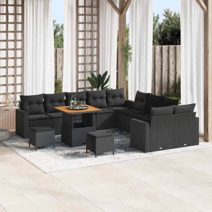 vidaXL Set de canapele pentru grădină 13 pcs Negru 80 x 80 x 71 cm 3363619