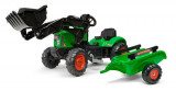 Tractor Falk cu pedale, cupa frontala si remorca, verde, FK 2031M