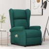 VidaXL Fotoliu de masaj cu ridicare, verde &icirc;nchis, material textil