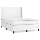 Cumpara ieftin Pat box spring cu saltea, alb, 140x200 cm, piele ecologica