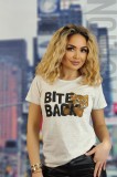 U834-182 Tricou casual cu imprimeu text si pisica
