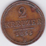 Austria 2 Kreuzer Creitari Krajczar 1851 A Viena, Europa, Cupru (arama)