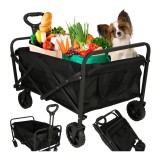 Carucior de transport pliabil, cu roti, negru, capacitate 100 l, 83 x 43 x 47 cm