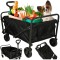 Carucior de transport pliabil, cu roti, negru, capacitate 100 l, 83 x 43 x 47 cm