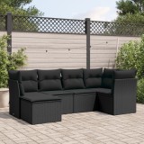Cumpara ieftin Set mobilier de grădină cu perne, 6 piese, negru, poliratan
