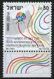 Israel 1986 - A 50-a aniversare a serviciului meteorologic, neuzata cu tabs