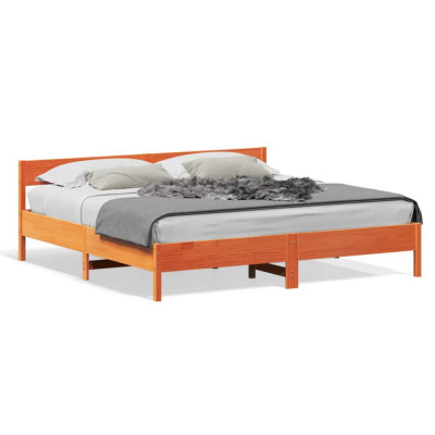 vidaXL Cadru de pat cu tăblie, maro ceruit, 180x200 cm, lemn masiv pin foto