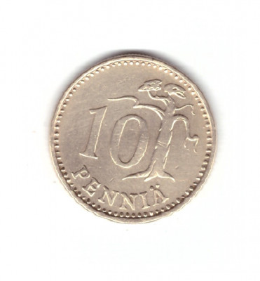 Moneda Finlanda 10 pennia 1964, stare foarte buna, curata foto