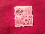 Timbru Taxe Germania 1918 Reichs Stempel Abgabe ,supratipar Stema si 20 pf , stampilat
