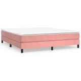Cumpara ieftin Pat box spring cu saltea, roz, 180x200 cm, catifea