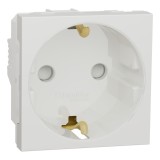 Priza simpla Schneider Electric Noua Unica NU303718, incastrata, modulara - 2, contact de protectie, protectie copii, 2P+E, 16A,
